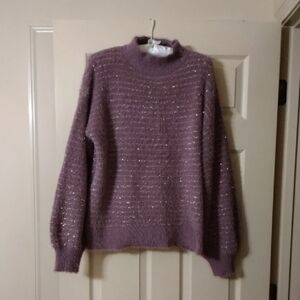 Liz Claiborne Dusty Lavender Sparkle Turtleneck Sweater